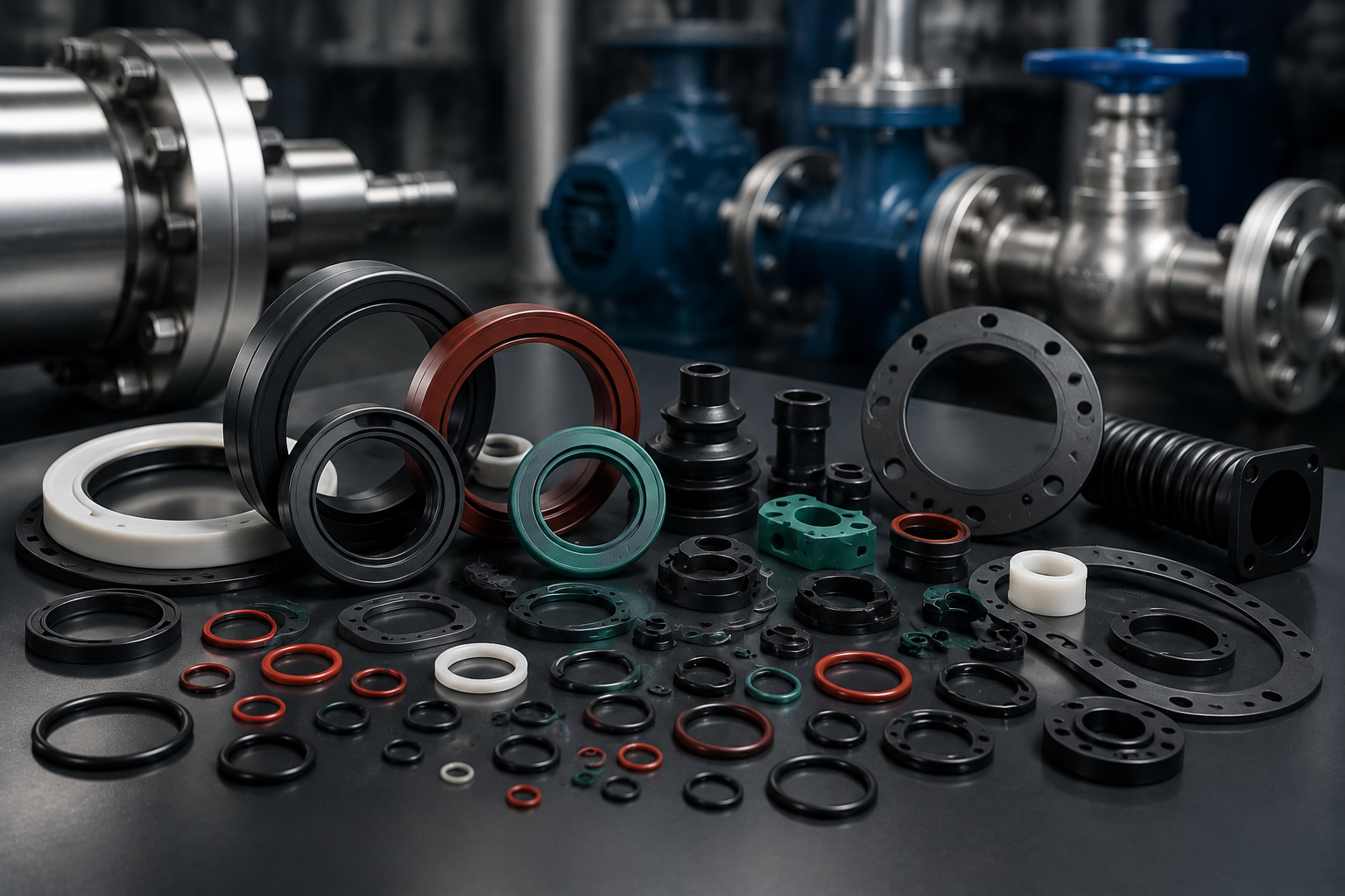 Heavy industrial equipment with rubber seals