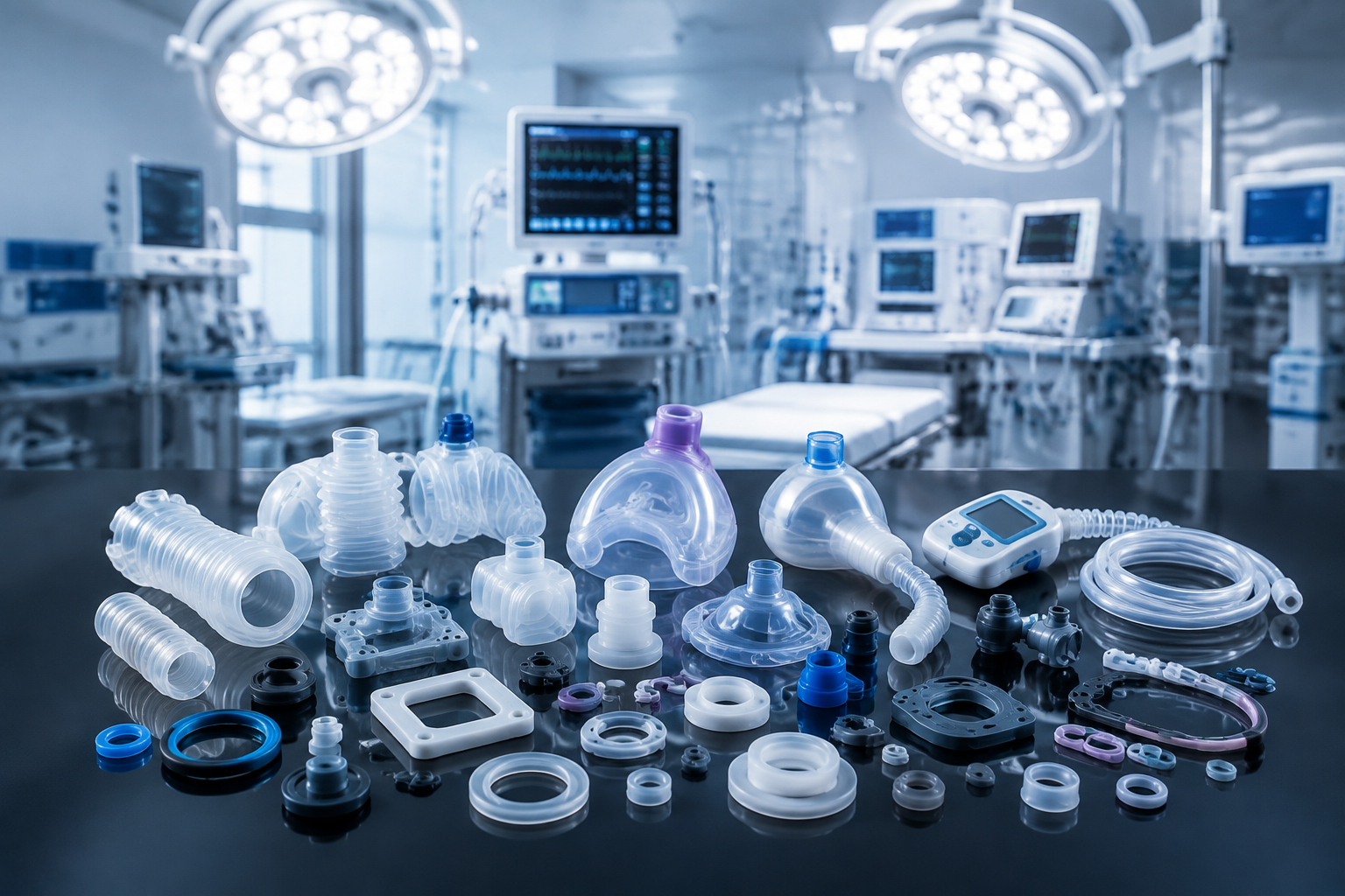 Medical grade silicone components in cleanroom
