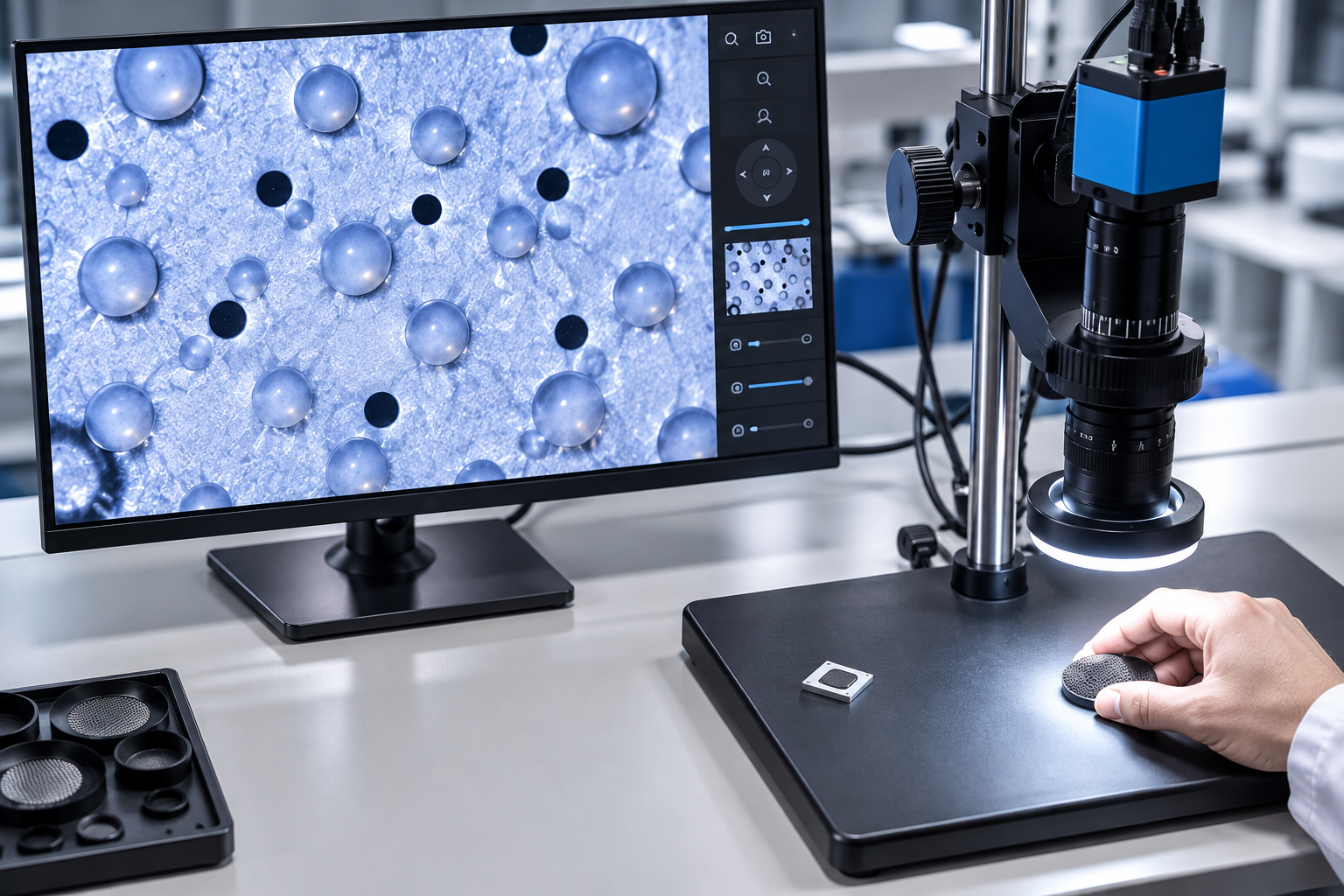 Quality control inspection of silicone overmolded parts verifying dimensions and bond integrity