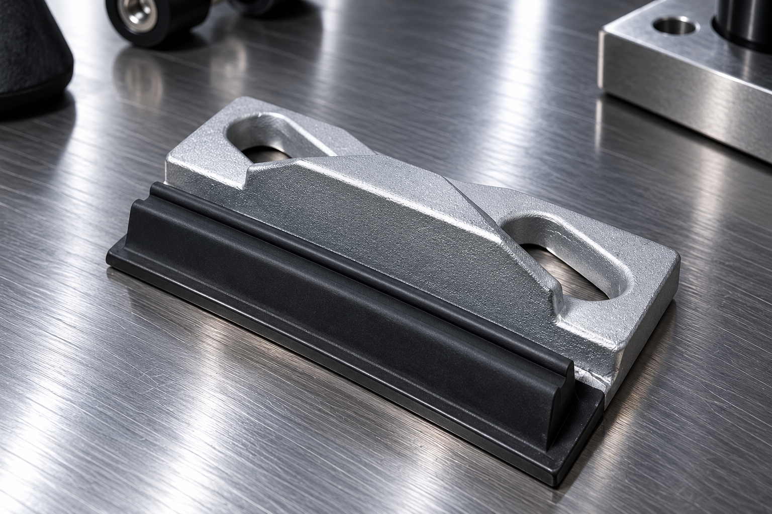 Metal industrial component with overmolded silicone protection and seal
